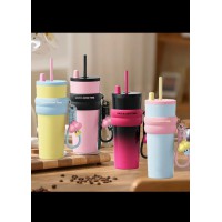 HAVE A GOOD TIME Tumbler Kopi Aesthetic 600ml - Botol Minum Termos Sedotan Grip Silikon